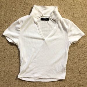 Bershka white collared top